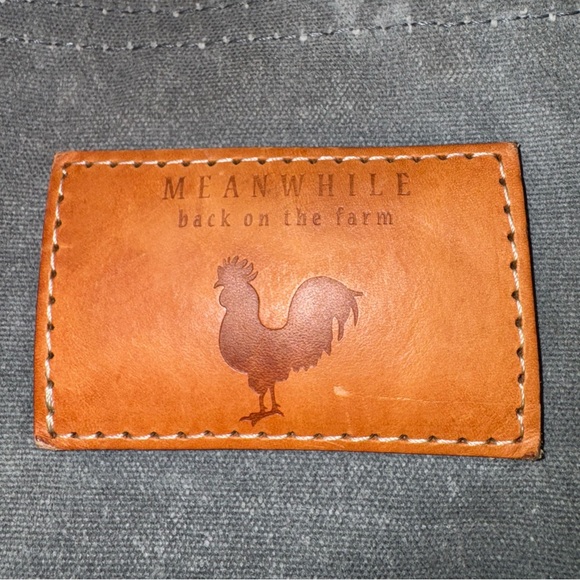 Meanwhile Back on the Farm Slate Blue Waxed Canvas Tote Rustic Casual Bag - Picture 6 of 7